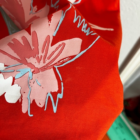 Tanya Taylor Mallorie Short Sleeve Floral Midi Dress Tiger Lily Orange Large - Picture 7 of 9